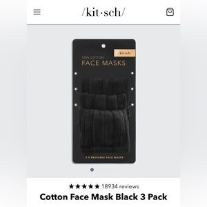 FINAL SALE - Kitsch Cotton Face Mask Black 3 Pack - 2 Available